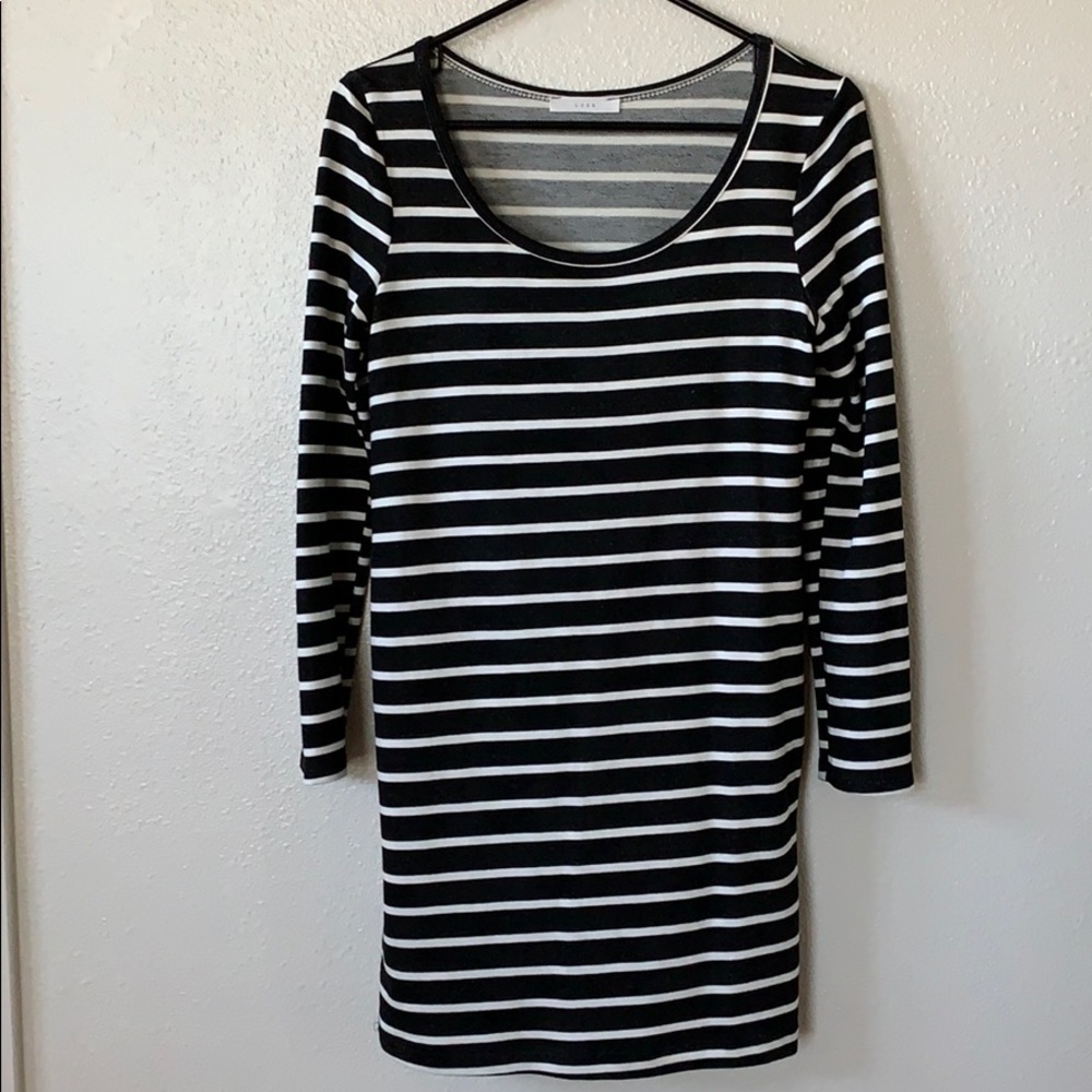 Lush Black and White Striped Dress- NWOT